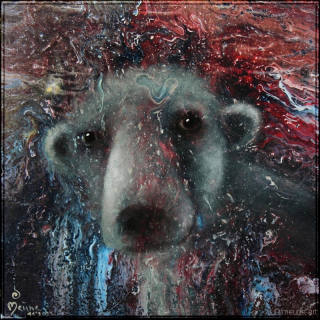 Ich sehe was was Du nicht siehst 3 Acryl Misch-Fließtechnik auf Leinwand; 30 x 30 cm;